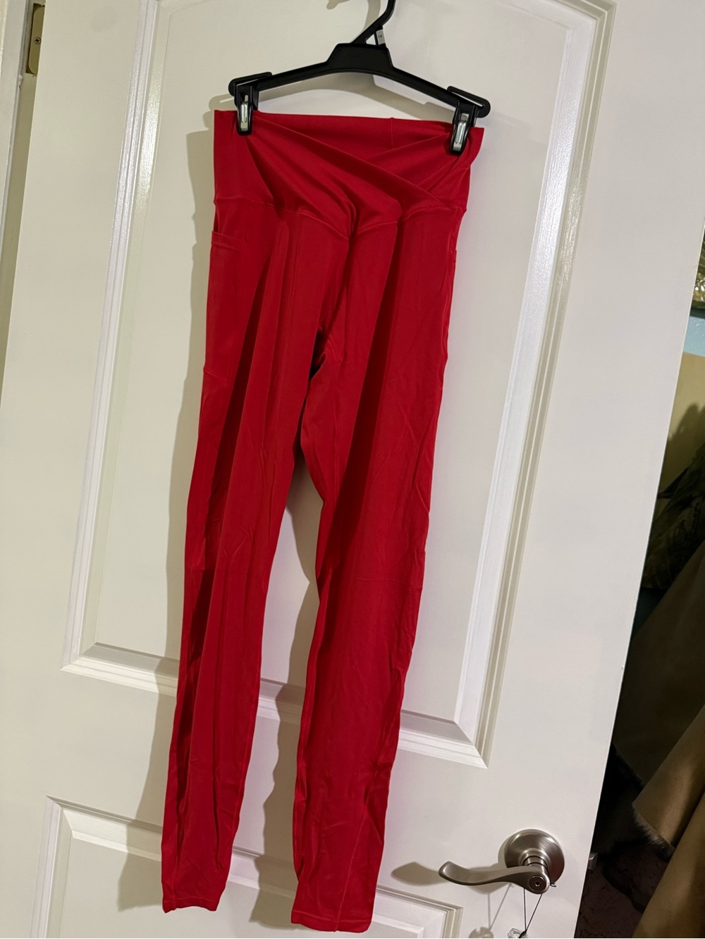 High-Waist Red Performance Leggings for Women